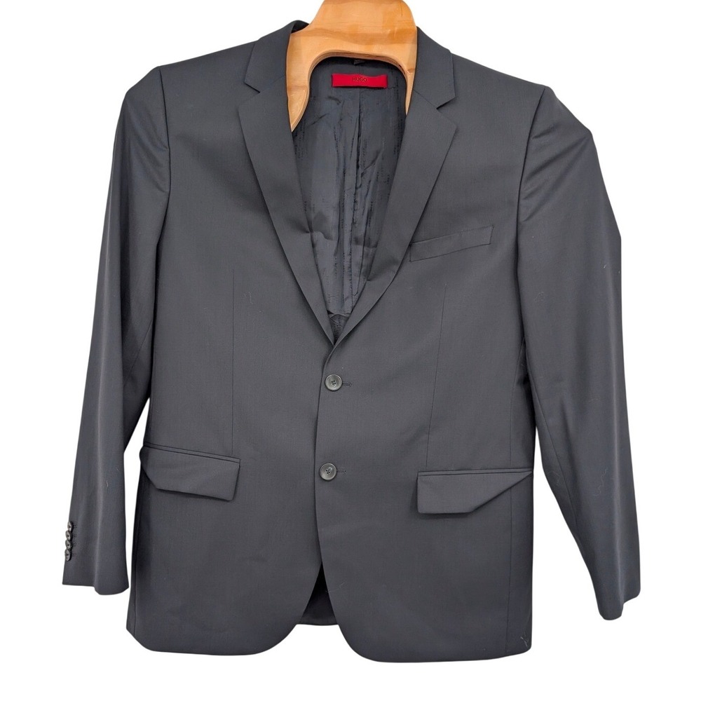 HUGO BOSS Men's Navy Blue Virgin Wool Stretch Suit 42R 2 Piece Jacket Pants